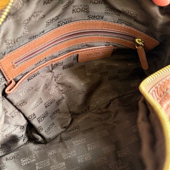 MICHAEL KORS $398 Lattington Large Satchel Soft Leather Cognac Brown Zip Handbag - Picture 11 of 16